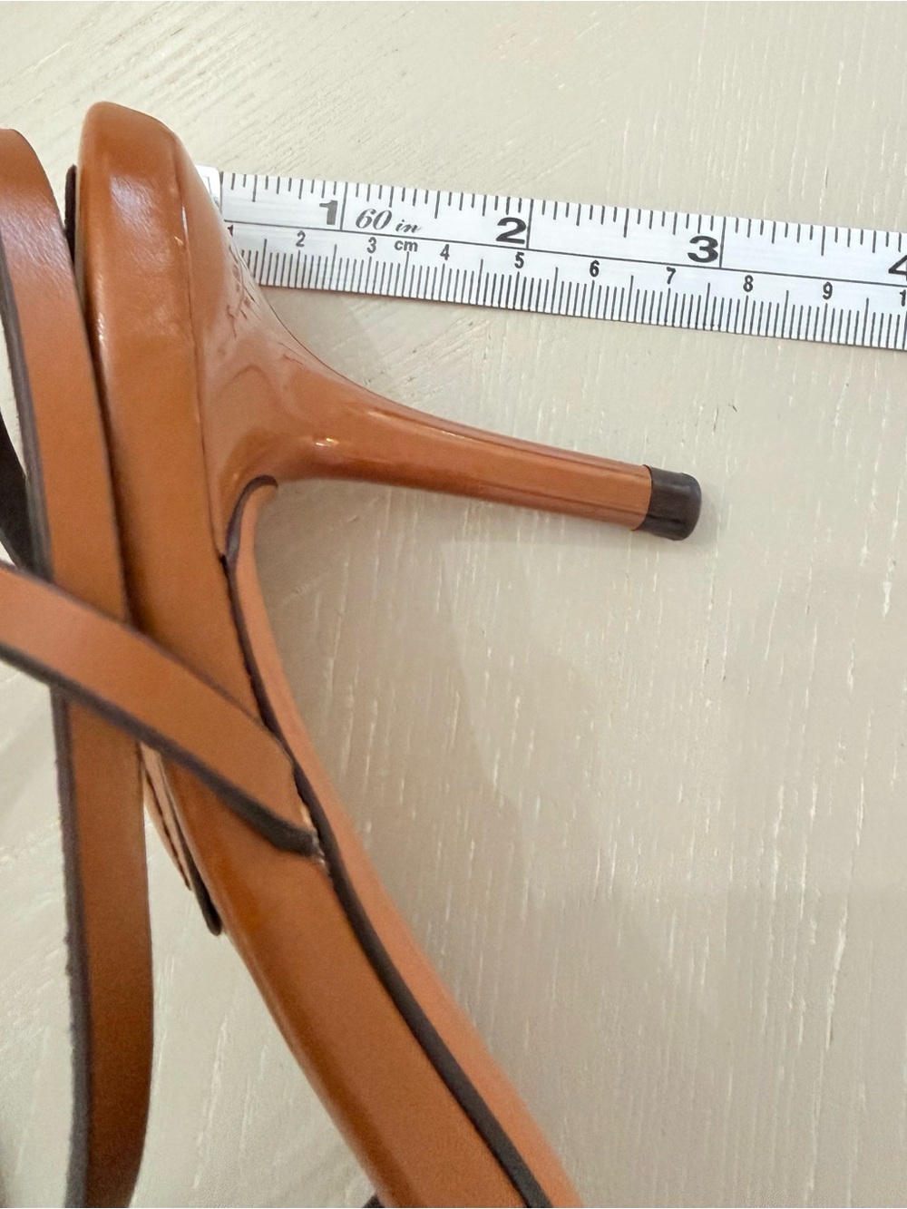Zara Tan Brown Leather Strappy Sandals with Ankle Wrap - Picture 4 of 6